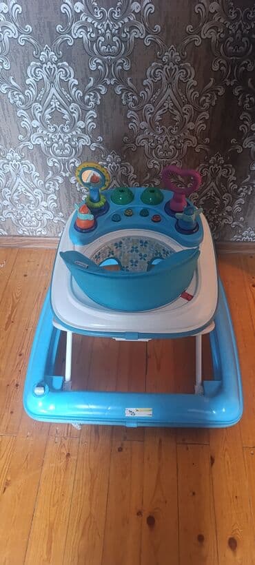 uşaq maşnarı: Mamalove uşaq yerişi (walker) - Rəng: mavi-ağ, çiçək naxışlı yumşaq — 5