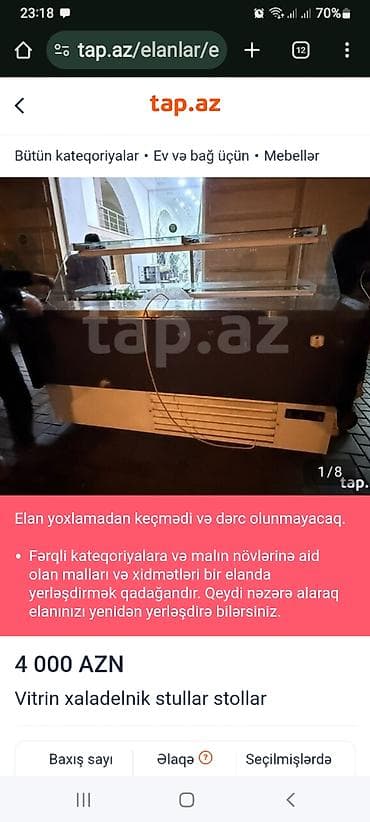 Rəf vitrinləri: Salam vitrin xaladelnikdir 8 ay isleyib tezedir 5000 ne alinib 2500 e — 1