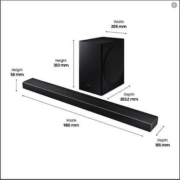 Musiqi mərkəzləri: Orginal Samsung 5.1 Soundbar HW-Q60T Bluetooth USB Optik Ev kinoteatrı — 4