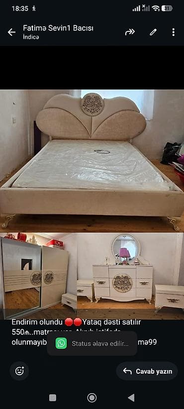Endirim olundu 🛑🛑Yataq dəsti satılır 550₼. matrası var. Alınıb