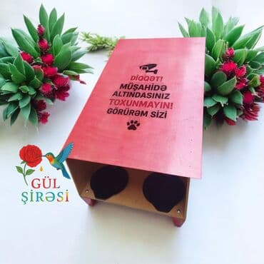 купить домик для кота: Taxta pişik evi – “Burada yerim rahatdır” yazılı - Material — 3