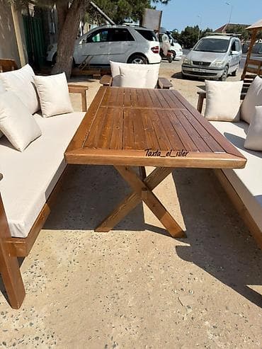 utu taxtası: Bağ/terras üçün taxta mebel dəsti - Təbii ağacdan hazırlanmış — 5