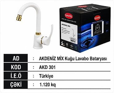 isti su: AKDENİZ MIX “Kuğu” lavabo bataryası - Kod: AKD 301 - Mənşə: Türkiyə - — 1