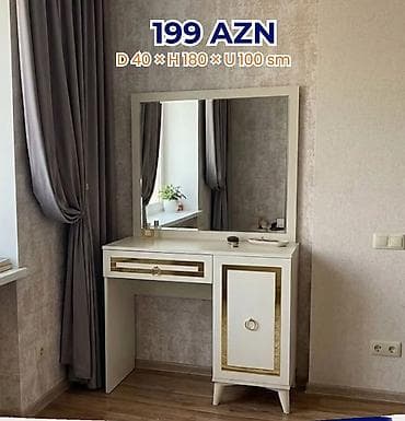 Ağ rəngli makiyaj masası və güzgü dəsti - Ölçülər: D 40 × H 180 × U lalafo.az -da Ağ rəngli makiyaj masası və güzgü dəsti - Ölçülər: D 40 × H 180 × U