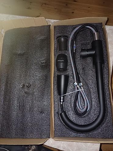 duw: Mətbəx üçün çekilmə başlıqlı qara mikser kranı - Model: High Standard — 1
