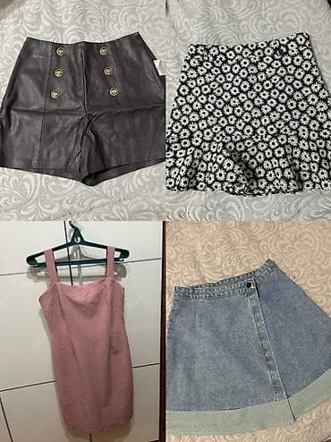 Qadın geyimləri: Qadın geyim dəsti – 4 məhsul - Qısa şort – tünd qəhvəyi, “dəri — 1