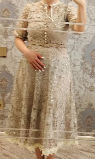 flo memar ecemi: Zərif krujeva don - Rəng: şampan/bej tonlarında - Material: şəffaf — 3