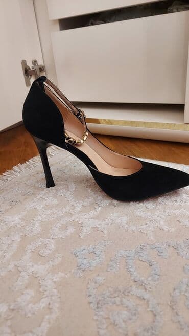 детские кожаные туфли: Туфли, Размер: 37, цвет - Черный, Б/у — 3