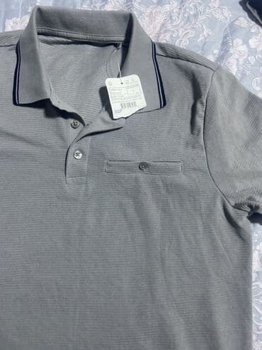 kisi koynekleri klassik: Boz rəngli kişi polo köynəyi - Dizayn: Klassik polo yaxalı, üç — 1