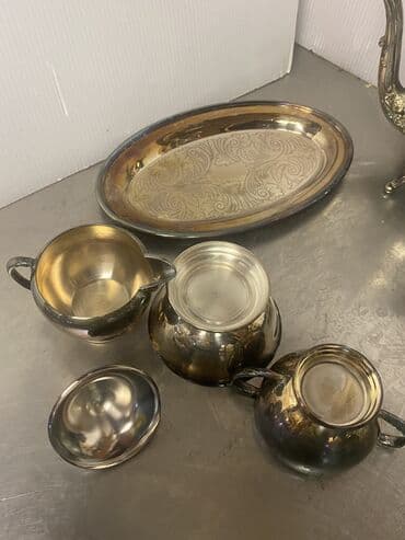 servis qab: Qəhvə dəsti, rəng - Gümüşü, Metal — 5