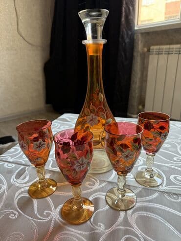 cexski qablar: Stəkanlar, rəng - Qırmızı, Şüşə, 4 ədədli dəst, 250 ml, Rusiya — 4