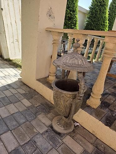 Dekorativ metal küp/qazan tipli zibil qabı - Material: tökmə metal