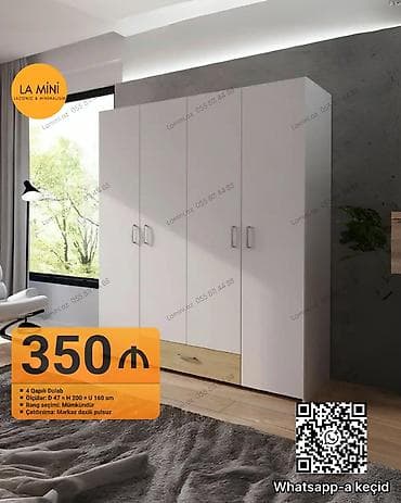 4 qapılı, Siyirməli, Digər rəng, Açılan, Düz dolab