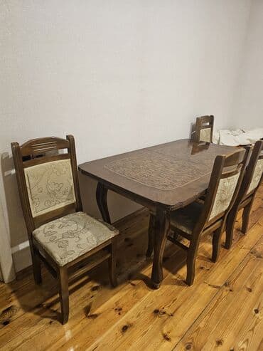 cay evi ucun dican stolar isdenmis: Qonaq otağı üçün, Açılan, Dördbucaq masa, 6 stul — 7