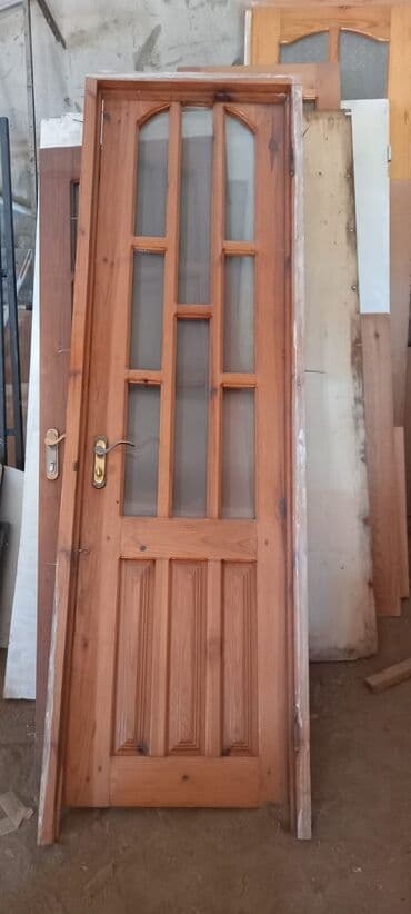 iran peci sederek: Taxta şüşəli otaq qapısı - Material: təbii ağac (şam tonlarında) — 1