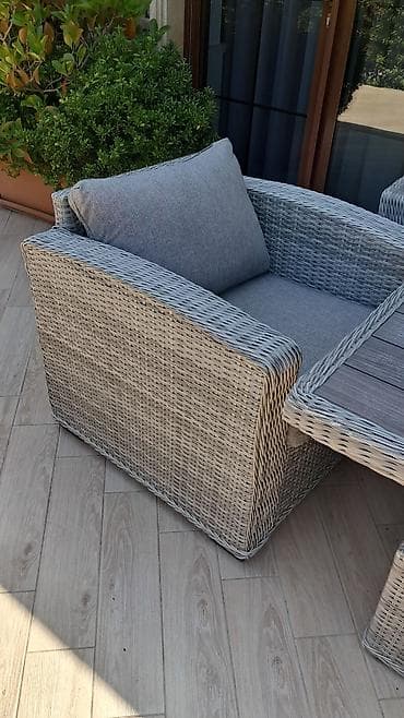 divan masası: İşlənmiş, Kvadrat masa, 2 stul, Açılmayan, Stullar ilə, Həsir toxunuşlu — 4