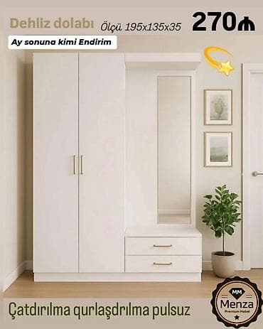 Dehliz dolabı – funksional və zərif dizayn Ölçü: 195×135×35 sm