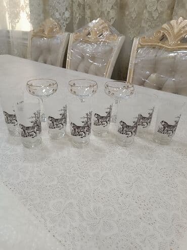 şüşə qab: Stəkanlar, rəng - Qara, Şüşə, 14 ədədli dəst — 30