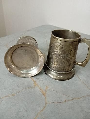 Кружки, цвет - Серебристый, Металл, Набор из 2 шт. at lalafo.az Кружки, цвет - Серебристый, Металл, Набор из 2 шт.