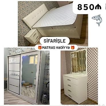yataq otaqi: Yataq otağı dəsti – sifarişlə Qiymət: 850 ₼ Matras hədiyyə Dəst — 1
