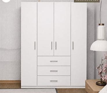 ucuz dolab: Ağ rəngli, müasir dizaynlı paltar şkafı - Ölçü: 180×180×45 sm — 1