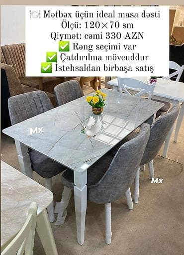 dairevi stol: Mətbəx üçün, Yeni, 4 stul — 1