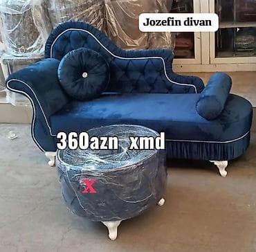 Jozefin divan – klassik xəttlər və zərif dizayn. - Rəng: Tünd mavi - — 1