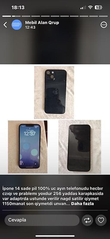 ayfon adaptoru: IPhone 14, 256 GB, Qara — 1