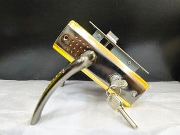 Qapı üçün mexaniki kilid dəsti - Material: xrom rəngli metal gövdə və