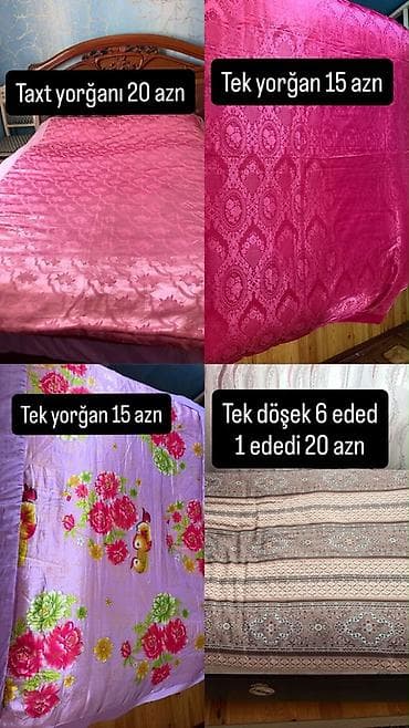 Yataq tekstili satılır: - Taxt yorğanı – 20 AZN. Şərab-çəhrayı rəng
