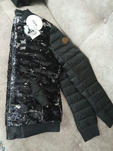 Məktəbli forması: Qara parıltılı bomber üslublu gödəkçə M razmer - Rəng: qara, ön — 2