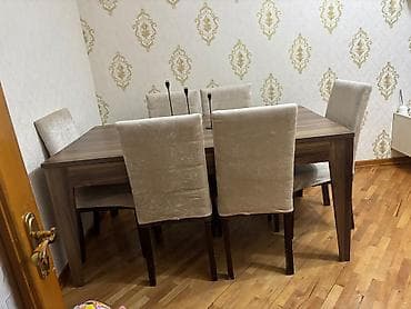 oturaca: Yemək otağı dəsti – masa və 6 stul - Masa: düzbucaqlı forma, palıd — 2