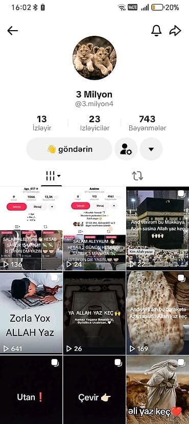 Xidmət: TikTok hesabının idarə edilməsi və məzmun paylaşımı Qiyməti 1