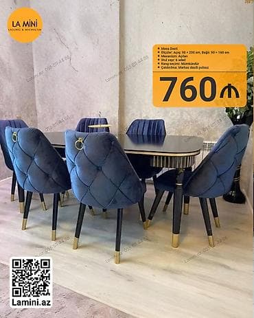 stullar satilir: Qonaq otağı üçün, Açılan, Dördbucaq masa, 6 stul — 1