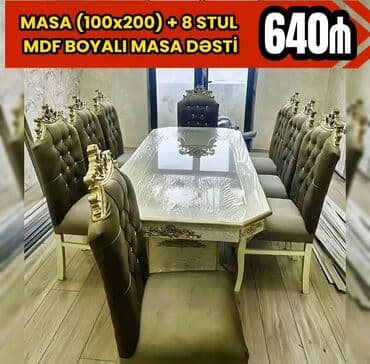 işlənmiş stol stul dəsti sumqayit: Qonaq otağı üçün, Yeni, Açılmayan, Dördbucaq masa, 6 stul — 1