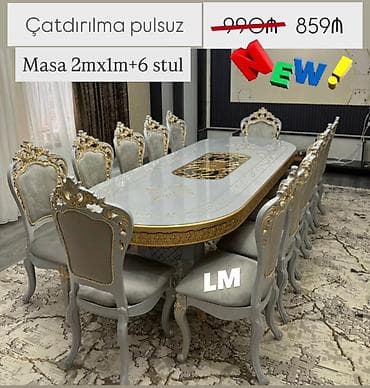 qubka: Möhtəşəm masa dəsti👑 Yüksək keyfiyyətlə Qiymət : Masa 2x1 +6 stul — 2