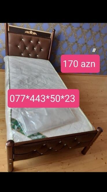 Çarpayılar: Yeni, Təknəfərlik çarpayı, Bazasız, Matras ilə, Siyirməsiz, Azərbaycan — 21