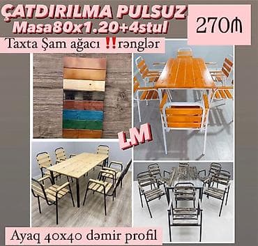 samdan: Bağ və eyvanlarınız üçün çox əlverişli Masa dəstləri Taxta Şam — 1