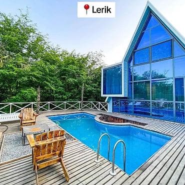 bag evleri: Lerikdə meşə ilə əhatələnmiş, müasir şüşə fasadlı A-frame tipli villa — 1