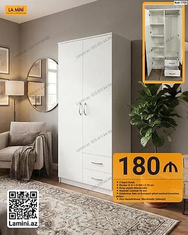 2 qapılı dolab – La Mini - Ölçülər: Dərinlik 47 sm × Hündürlük 200 sm — 1