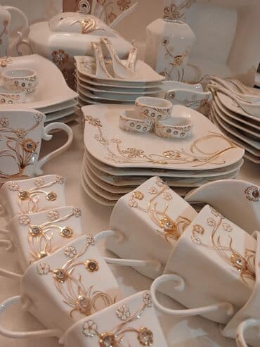 Çay dəstləri və servizlər: Nahar dəsti, rəng - Qızılı, Farfor — 5