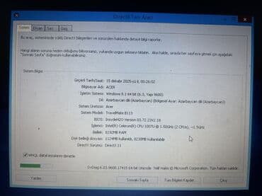 Printerlər: Acer Travelmate B113 Prosessor: İntel Celeron u1007 Ram:6gb və ya 8 gb — 2