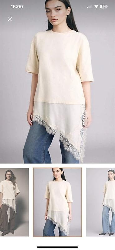 payiz donlari: Qadın bluzu – krem rəngdə, asimmetrik dizaynlı - Üst hissə: yumşaq — 2