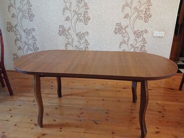 taxta şalban: Qonaq masası, İşlənmiş, Açılmayan, Taxta, Oval masa — 3