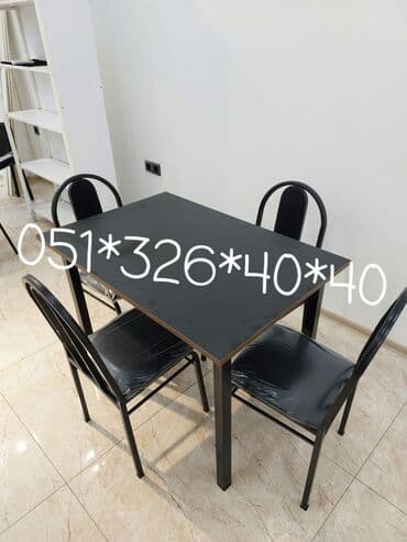 yazı masa: Qonaq otağı üçün, Yeni, Açılan, Dördbucaq masa, 4 stul — 22