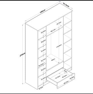 угловой шифоньер в спальню: Новый, Распашной, 2 двери Прямой шкаф, Гардеробный шкаф, Азербайджан — 26
