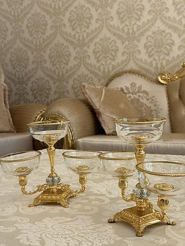 sufre dekoru: Klassik üslubda masa üstü meyvə–şirniyyat stendi (2 ədəd dəstdə). - — 2