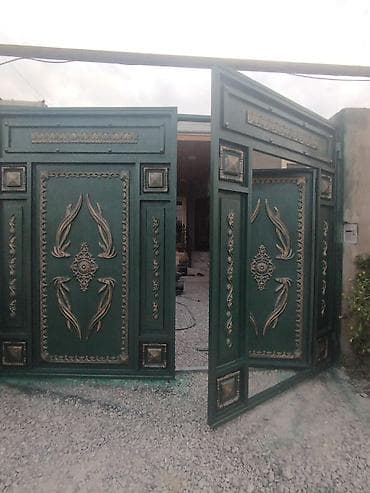 dekor soba: İşlənmiş Dəmir Həyət darvazası, Mexaniki, Qapı ilə, rəng - Yaşıl, Kredit yoxdur, Ödənişli quraşdırma, Ödənişli çatdırılma — 4