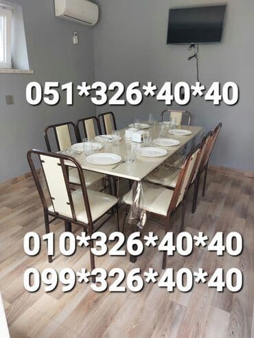 Masa və oturacaq dəstləri: Qonaq otağı üçün, Yeni, Açılan, Dördbucaq masa, 4 stul — 26