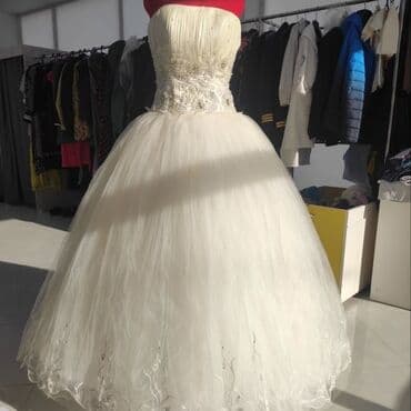 sumqayıtda don: Ağ gəlinlik donu – klassik “prinsessa” silueti - Strapless, ürəkvari — 3